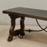 Spanish Walnut Coffee Table with Hand-Forged Iron Stretcher