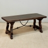 Spanish Walnut Coffee Table with Hand-Forged Iron Stretcher