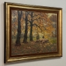 Framed Oil Painting on Canvas by Alphonse van Beurden Jr. (1878–1962) 'Shepherd and Flock in Autumn Forest'