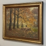 Framed Oil Painting on Canvas by Alphonse van Beurden Jr. (1878–1962) 'Shepherd and Flock in Autumn Forest'