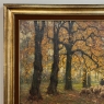 Framed Oil Painting on Canvas by Alphonse van Beurden Jr. (1878–1962) 'Shepherd and Flock in Autumn Forest'