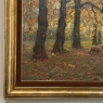 Framed Oil Painting on Canvas by Alphonse van Beurden Jr. (1878–1962) 'Shepherd and Flock in Autumn Forest'