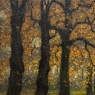 Framed Oil Painting on Canvas by Alphonse van Beurden Jr. (1878–1962) 'Shepherd and Flock in Autumn Forest'