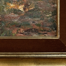 Framed Oil Painting on Canvas by Alphonse van Beurden Jr. (1878–1962) 'Shepherd and Flock in Autumn Forest'