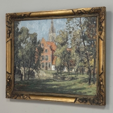 Antique Framed Oil Painting on Canvas signed DeMeer ~ 'View of Bruges'