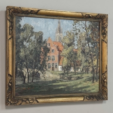 Antique Framed Oil Painting on Canvas signed DeMeer ~ 'View of Bruges'