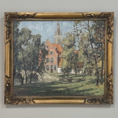 Antique Framed Oil Painting on Canvas signed DeMeer ~ 'View of Bruges'