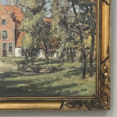 Antique Framed Oil Painting on Canvas signed DeMeer ~ 'View of Bruges'
