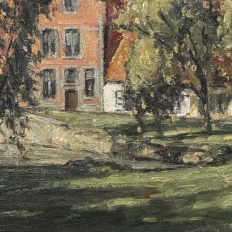 Antique Framed Oil Painting on Canvas signed DeMeer ~ 'View of Bruges'