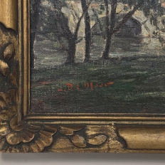 Antique Framed Oil Painting on Canvas signed DeMeer ~ 'View of Bruges'