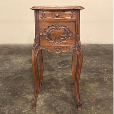 Antique French Louis XV Walnut Marble Top Nightstand ~ End Table