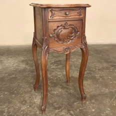 Antique French Louis XV Walnut Marble Top Nightstand ~ End Table