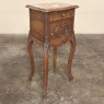 Antique French Louis XV Walnut Marble Top Nightstand ~ End Table