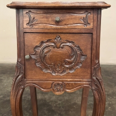 Antique French Louis XV Walnut Marble Top Nightstand ~ End Table