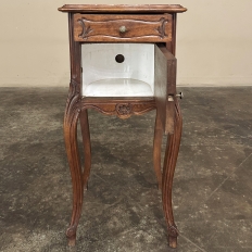 Antique French Louis XV Walnut Marble Top Nightstand ~ End Table