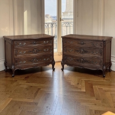 PAIR Antique French Louis XV Walnut Commodes ~ Chests of Drawers
