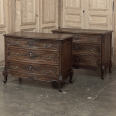 PAIR Antique French Louis XV Walnut Commodes ~ Chests of Drawers