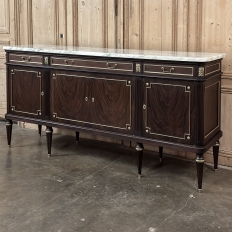 19th Century French Louis XVI Mahogany Buffet with Carrara Marble Top