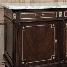 19th Century French Louis XVI Mahogany Buffet with Carrara Marble Top