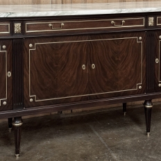 19th Century French Louis XVI Mahogany Buffet with Carrara Marble Top