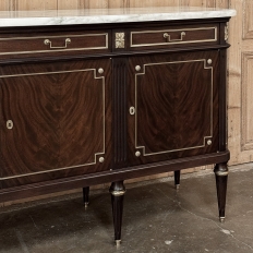 19th Century French Louis XVI Mahogany Buffet with Carrara Marble Top
