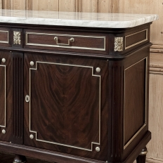 19th Century French Louis XVI Mahogany Buffet with Carrara Marble Top