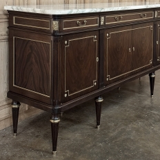 19th Century French Louis XVI Mahogany Buffet with Carrara Marble Top