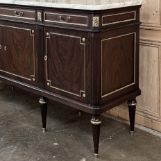 19th Century French Louis XVI Mahogany Buffet with Carrara Marble Top