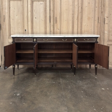 19th Century French Louis XVI Mahogany Buffet with Carrara Marble Top
