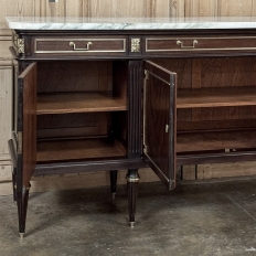 19th Century French Louis XVI Mahogany Buffet with Carrara Marble Top