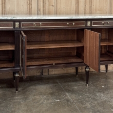 19th Century French Louis XVI Mahogany Buffet with Carrara Marble Top