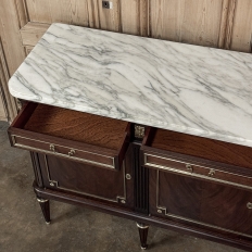 19th Century French Louis XVI Mahogany Buffet with Carrara Marble Top