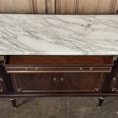 19th Century French Louis XVI Mahogany Buffet with Carrara Marble Top