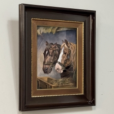 Antique Framed Limoges Porcelain by Camille Faure (1874-1956) 'Stablemates'