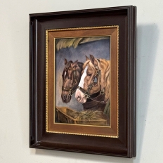 Antique Framed Limoges Porcelain by Camille Faure (1874-1956) 'Stablemates'