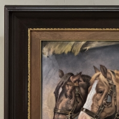 Antique Framed Limoges Porcelain by Camille Faure (1874-1956) 'Stablemates'