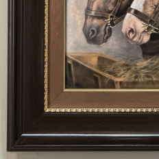 Antique Framed Limoges Porcelain by Camille Faure (1874-1956) 'Stablemates'