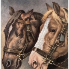 Antique Framed Limoges Porcelain by Camille Faure (1874-1956) 'Stablemates'