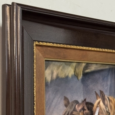 Antique Framed Limoges Porcelain by Camille Faure (1874-1956) 'Stablemates'