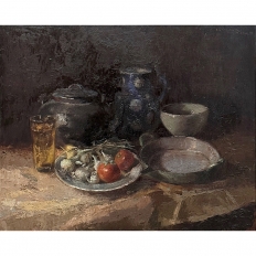 Antique Framed Oil Painting on Canvas by Guy Cambier (1923-2008) 'Country Still LIfe'