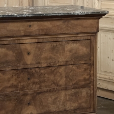 19th Century French Louis Philippe Burl Walnut Marble Top Commode