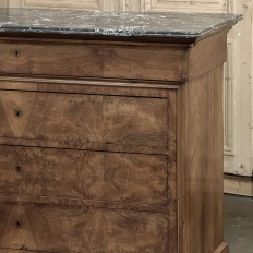19th Century French Louis Philippe Burl Walnut Marble Top Commode