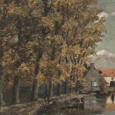 Framed Oil Painting on Canvas by Léon Dardenne (1865-1912) 'Lake View'