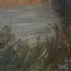 Framed Oil Painting on Canvas by Léon Dardenne (1865-1912) 'Lake View'