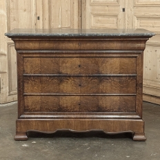 19th Century French Louis Philippe Marble Top Commode by Georges Guerin of Paris