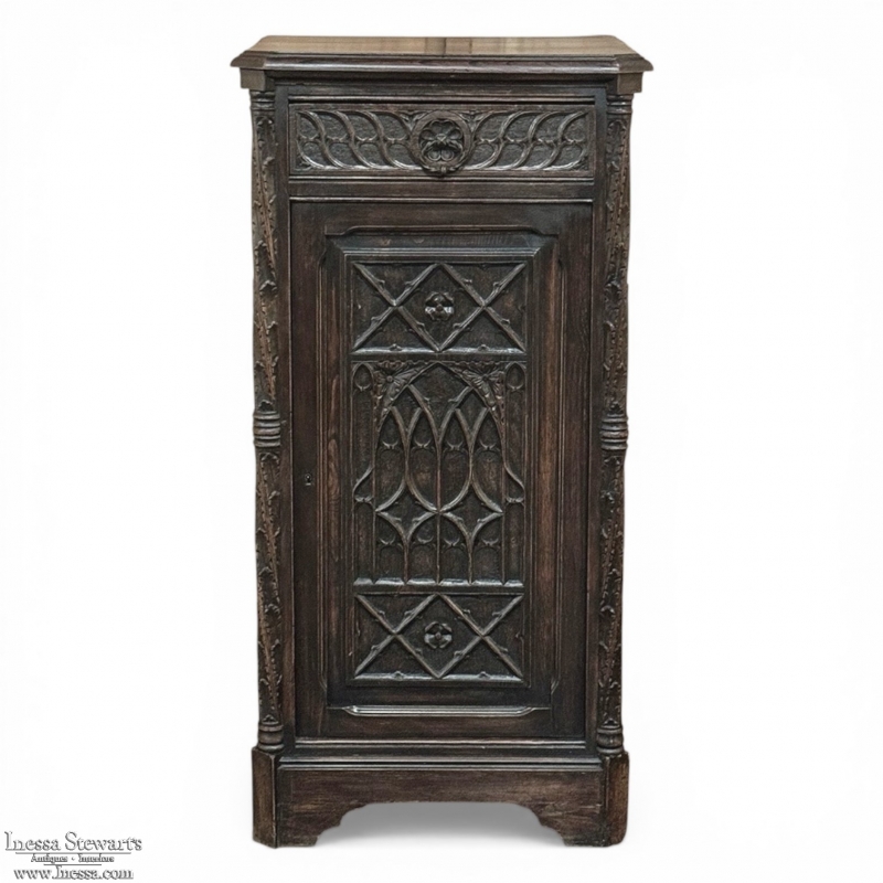 19th Century Gothic Oak Confiturier ~ Cabinet