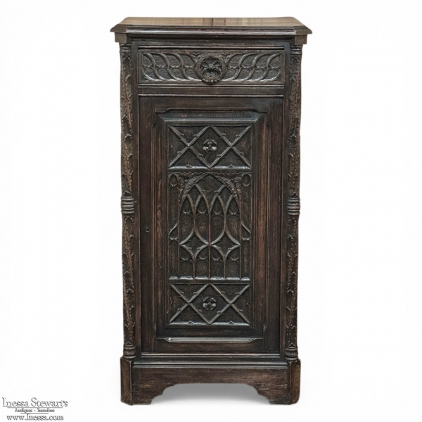 19th Century Gothic Oak Confiturier ~ Cabinet