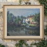 Mid-Century Framed Oil on Canvas Canal Scene, Signed by the Artist