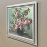 Antique Hand-Painted Still Life Oil on Canvas, Cherry Blossoms by E. Devos in Original Frame