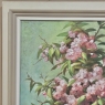 Antique Hand-Painted Still Life Oil on Canvas, Cherry Blossoms by E. Devos in Original Frame